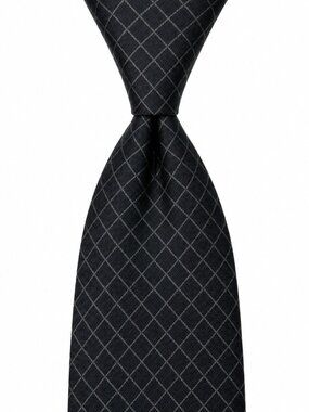 ROBERT TALBOTT Studio Silk Acetate Tie Gray Windowpane Pattern Made in USA